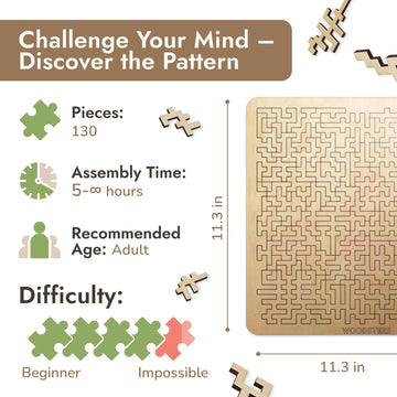 WOODSTERS Mind Bending Wooden Jigsaw Puzzle - Difficult Challenging Impossible Puzzles for Adults, Advanced Hard Jigsaw Puzzles - Aztec Labyrinth