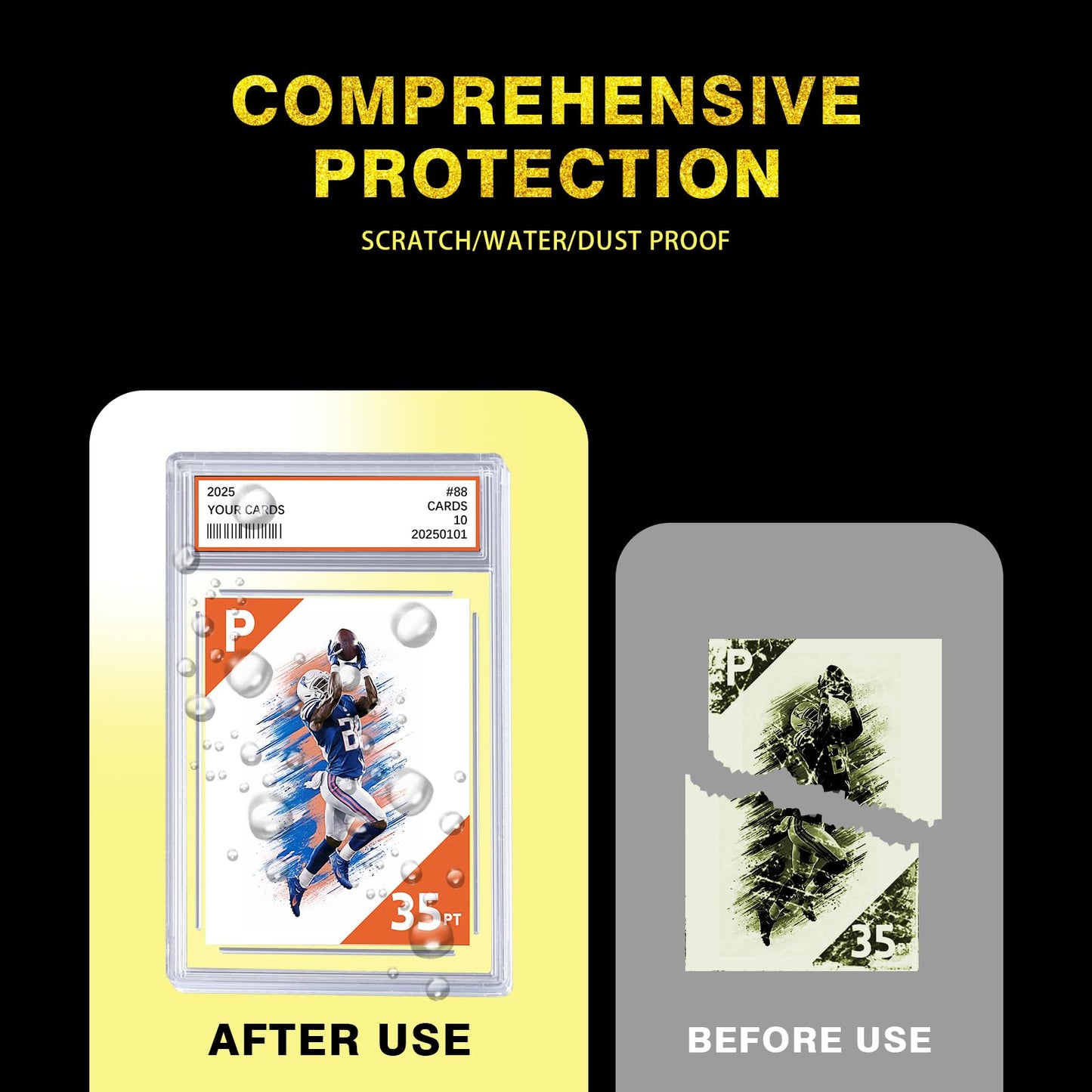 12ct Graded Card Slab - Card Case Holder for TCG, UV Resistant Acrylic Hard Sleeves with Label Position, for Standard Baseball Sport Game Collector