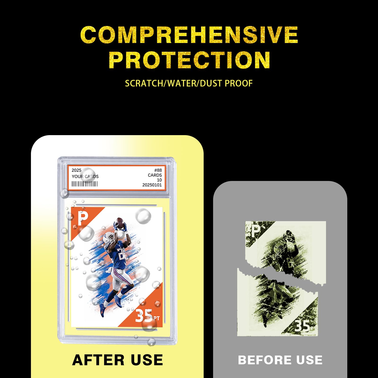 12ct Graded Card Slab - Card Case Holder for TCG, UV Resistant Acrylic Hard Sleeves with Label Position, for Standard Baseball Sport Game Collector