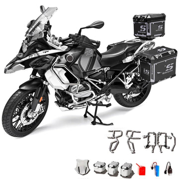 HTLNUZD 1/6 Scale R1250GS ADV Alloy Diecast Motorcycle Model, Collectible Vehicle Toy, Miniature Motorbike for Collection & Gift (black-R1250 with 3