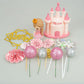 19 PCS Princess Cake Topper Castle Cake Decoration with Snowflake and Stars for Princess Birthday Supplies (Pink)