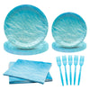 96PCS Sea wave water ripple Party Supplies Tableware Kit for 24 Guests