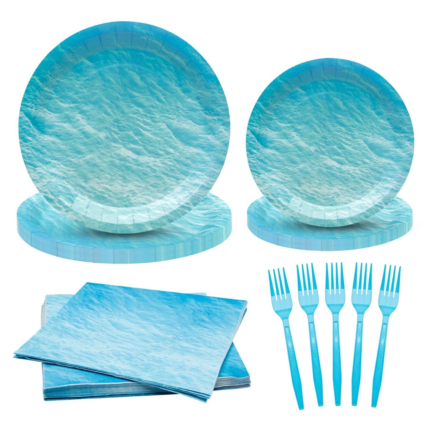 96PCS Sea wave water ripple Party Supplies Tableware Kit for 24 Guests