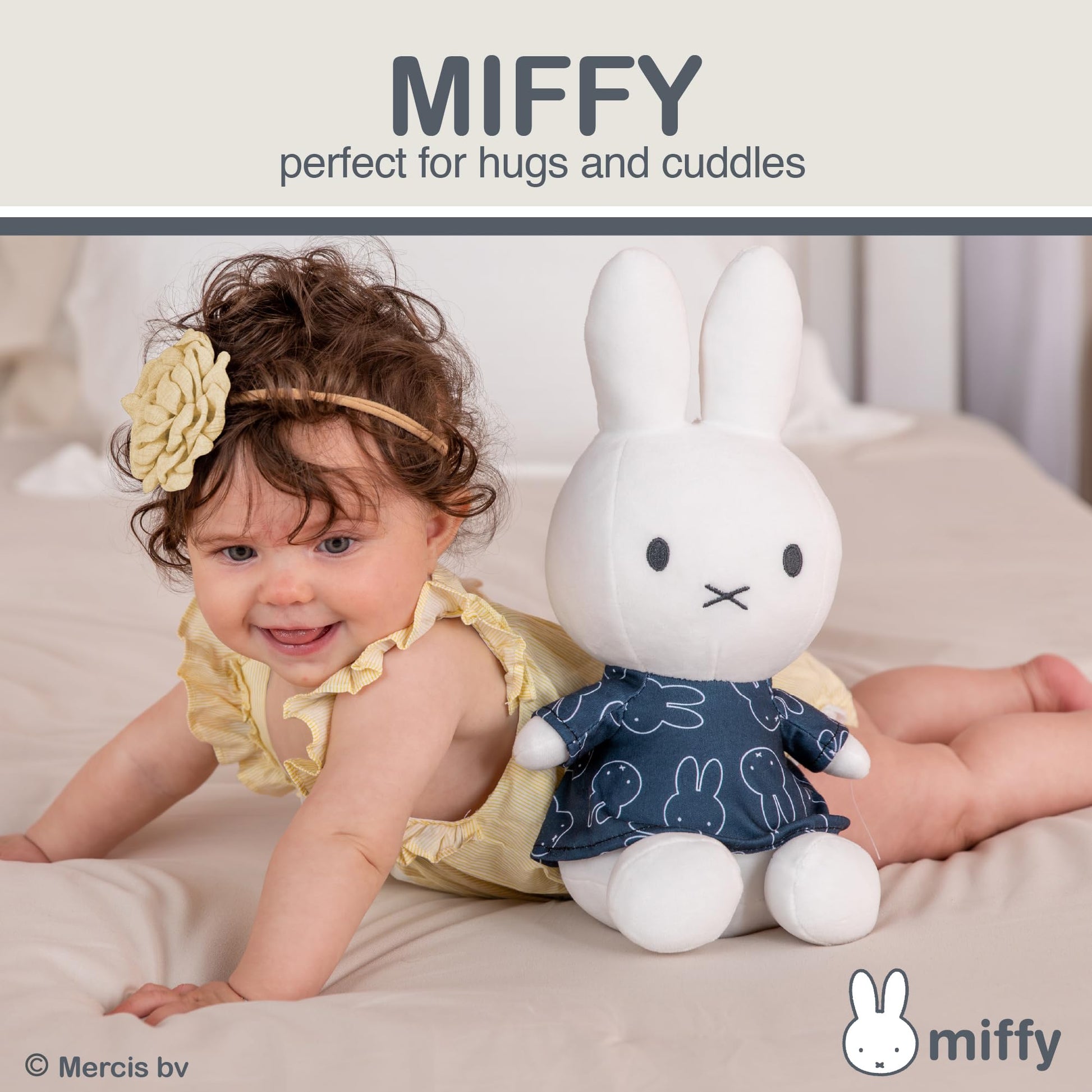 Kids Preferred Miffy Plush 12" - Black and White Dress, Super Soft Material, Embroidered Details, Beans in Bottom, Ages 0 Months and up, 12 in