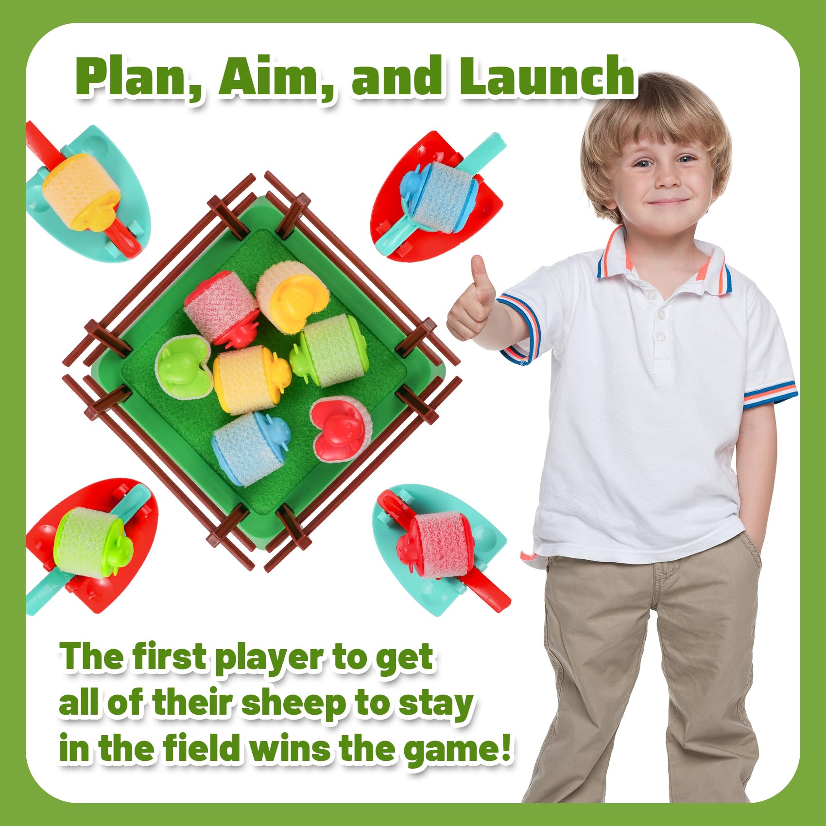 Heap-O-Sheep Game for Kids Ages 4-12 - Fun Family Catapulting Board Games for 2-4 Players, Perfect Party Activity and Ideal Gift for Kids & Adults