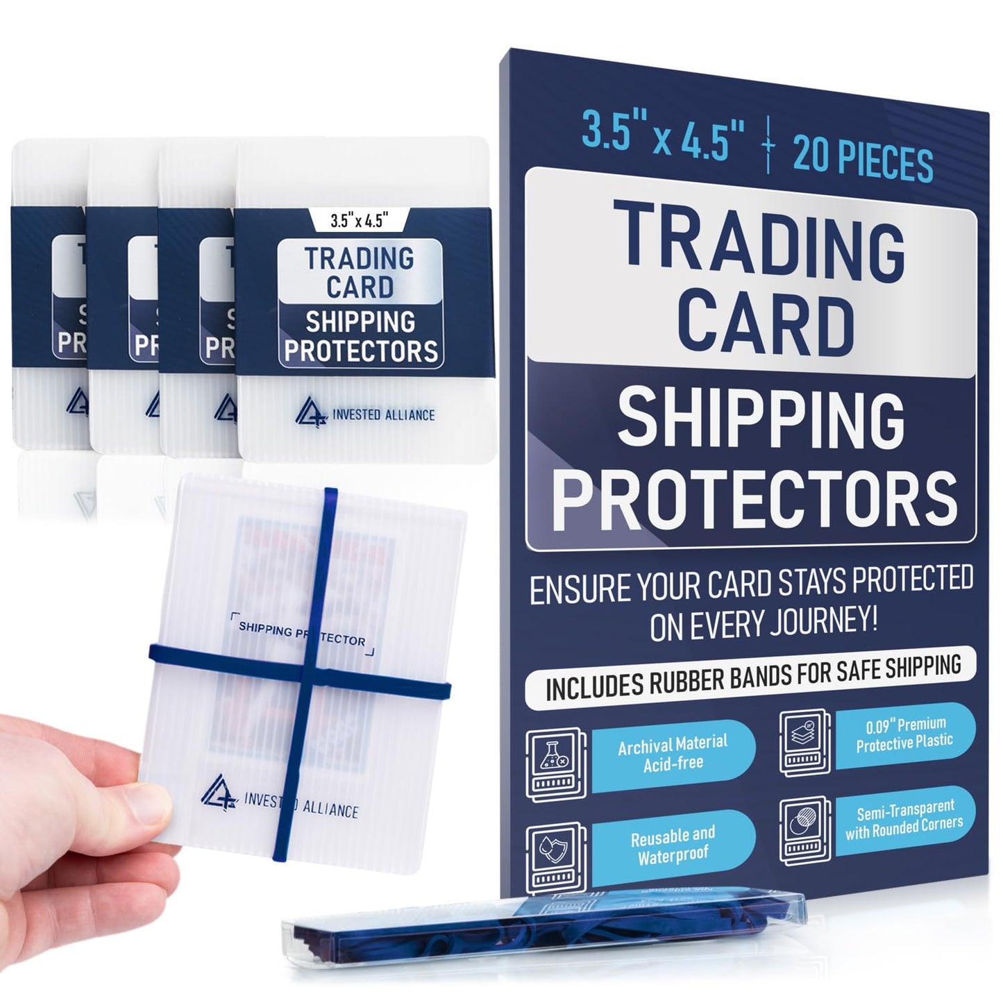 Premium Bundle Trading Card Shipping Protector with Rubber Bands | Graded Cards Protectors, Sports Trading Card Shipping Supplies Packaging, TCG