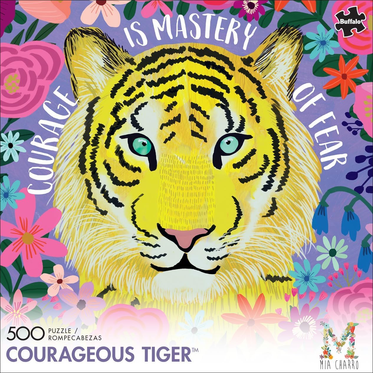 Buffalo Games - Mia Charro - Courageous Tiger - 500 Piece Jigsaw Puzzle for Adults -Challenging Puzzle Perfect for Game Nights - Finished Size is