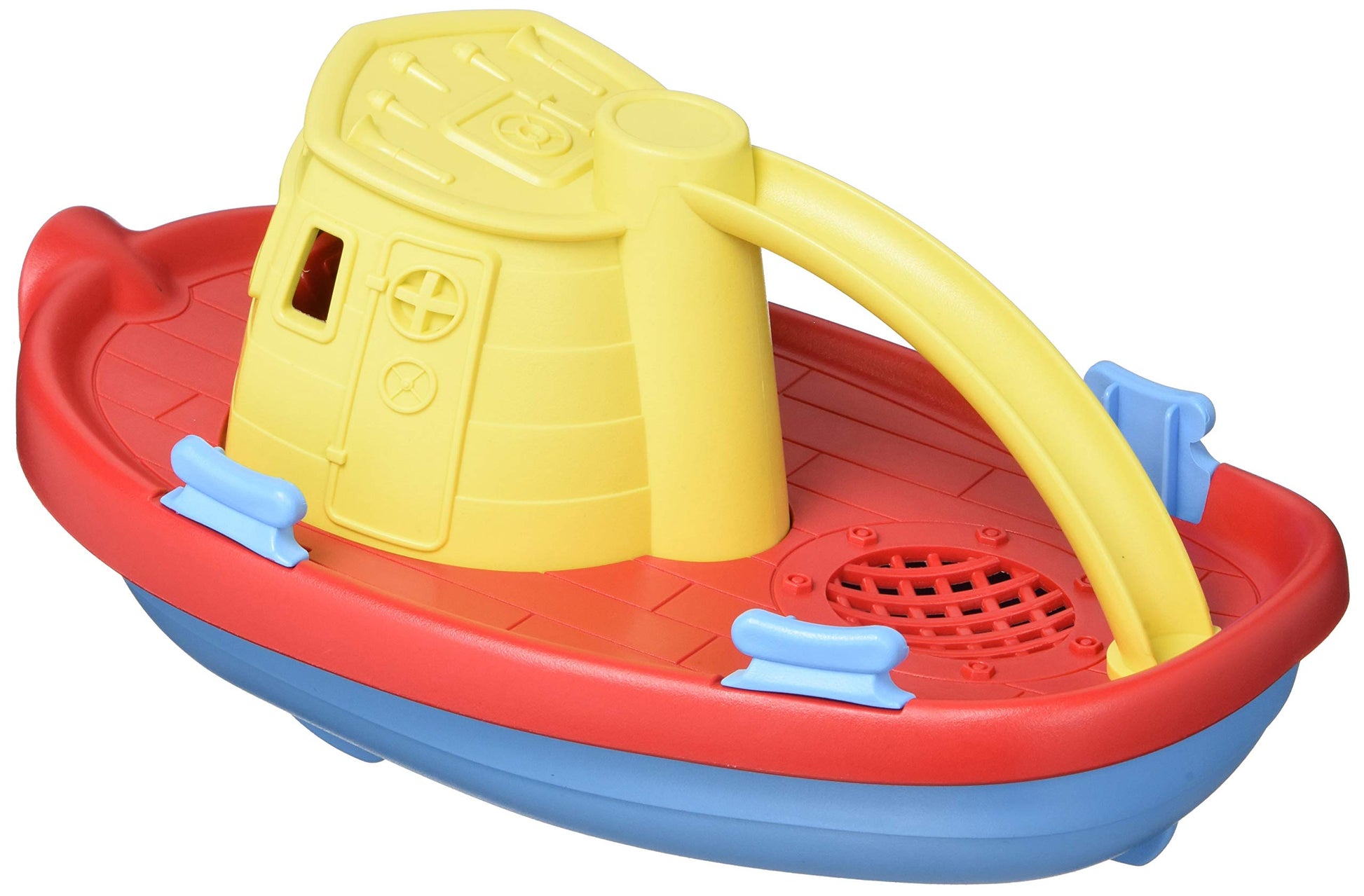 Green Toys Tugboat, Assorted CB - Pretend Play, Motor Skills, Kids Bath Toy Floating Pouring Vehicle. No BPA, phthalates, PVC. Dishwasher Safe