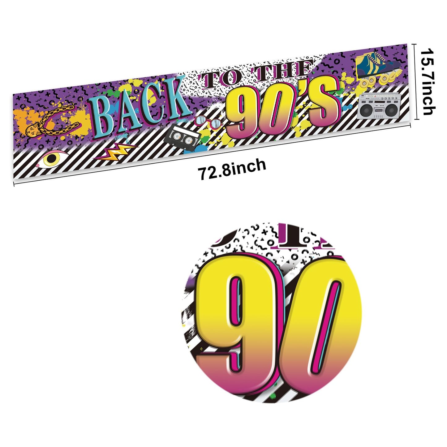 Back to 90s Theme Party Banner Sign Decorations