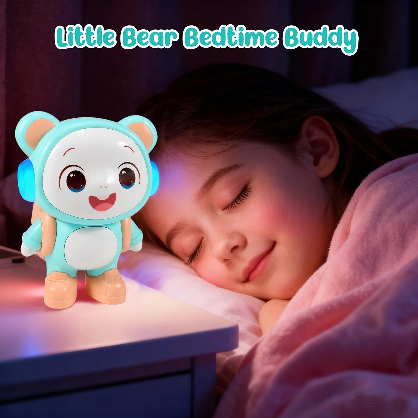 Little Bear Story Dream Projector, Interactive Play & Early Learning Toys for Kids, Includes 11 Fairy Tale Stories & 9 Word Cards, Night Light, Fun