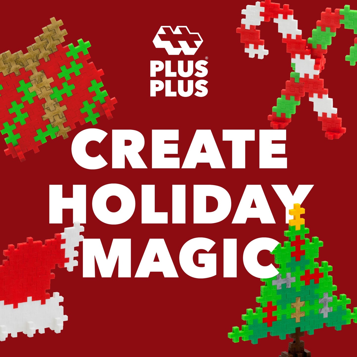PLUS PLUS Puzzle by Number, Holiday Fun Pack - Mini Building Waffle Blocks