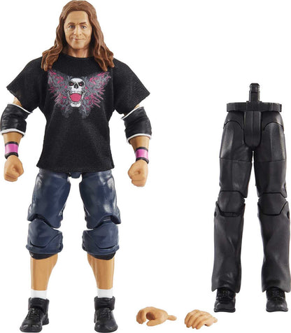 Mattel Bret “Hit Man” Hart WrestleMania Action Figure with entrance shirt & Vince McMahon Build-A-Figure Pieces, 6-in Posable Collectible Gift