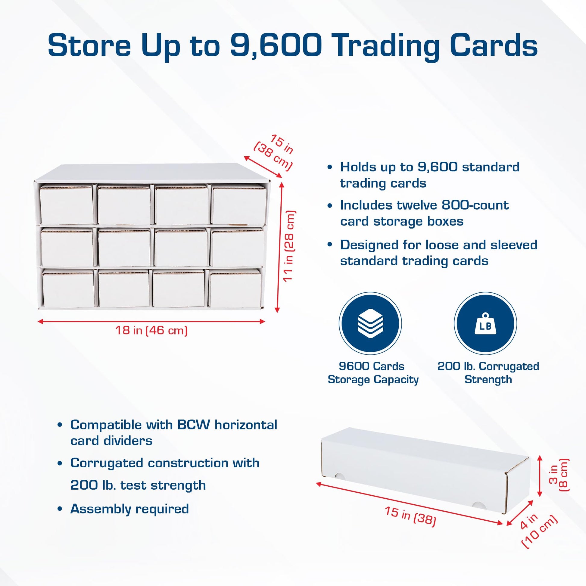 BCW Card House Storage Unit with 12 x 800ct Boxes | Holds Up to 9600 Cards | Organizer for Sports Cards, Pokémon, Magic: The Gathering & More