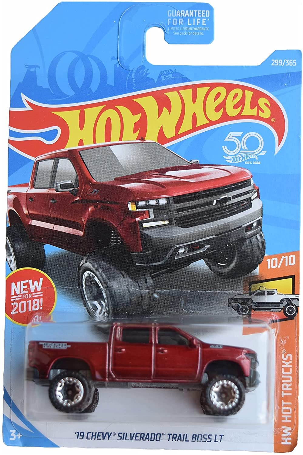 Hot Wheels '19 Chevy Silverado Trail Boss LT, [red] Hot Trucks 299/365