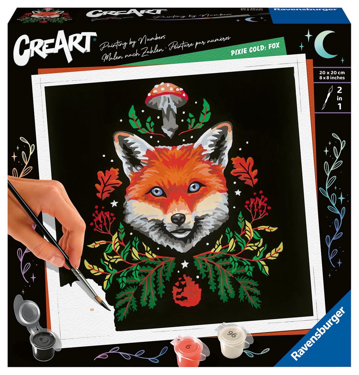Ravensburger CreArt Pixie Cold: Fox Paint by Numbers Kit for Adults - 23511 - Painting Arts and Crafts for Ages 12 and Up