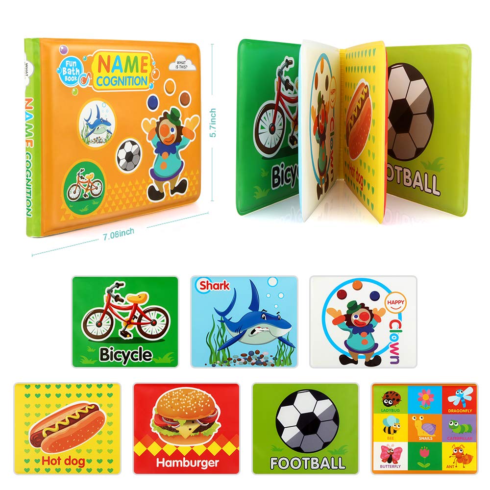 Baby Bath Toys, Nontoxic Bath Books for Babies Bath Time, Bathtub Toys for Toddlers 6 to 12 18 Months, Soft Educational Bath Toys for 1-3 Year Old