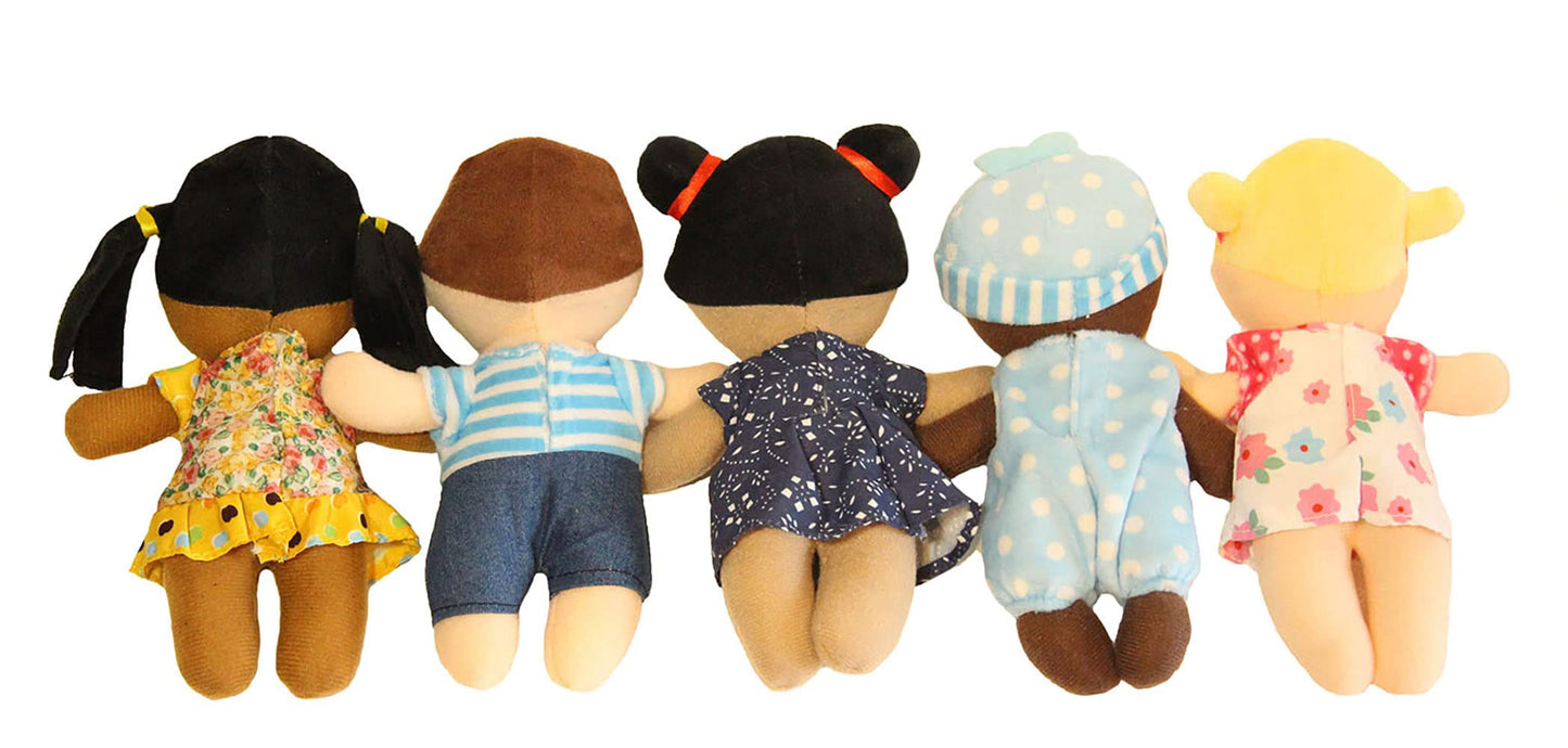Making Believe Diversity Buddies - Multicultural Plush Dolls Set, Diversity Toys for Kids - Daycare & Home, 7" - 5 Pcs