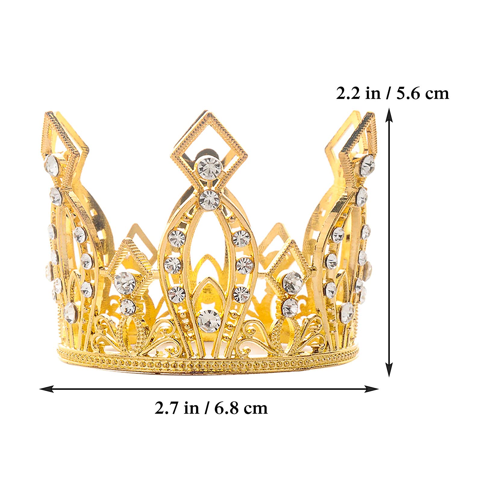 Creaides Mini Crown Cake Topper Princess and Prince Crystal Headpiece Tiara Rhinestone Crown Cake Decoration for Wedding Birthday Baby Shower Party