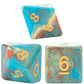 Gate Keeper Games and Dice: Van Gogh Dice: Self Portrait - 7pc RPG Set, Blue, Orange & Yellow Cream Swirled, Art Dice for Role Playing Games