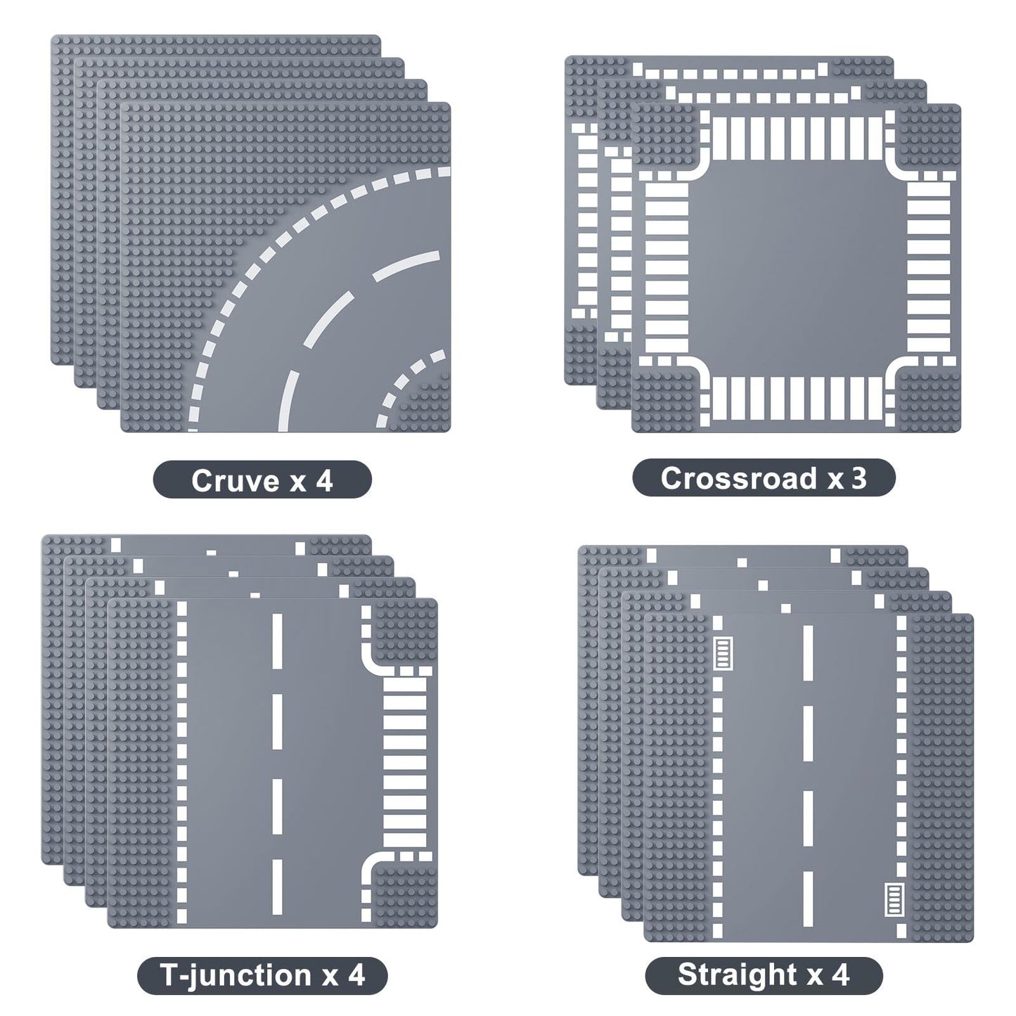 Homikidy Road Base Plates - 15 City & Street Plates, 10"x10" Road Baseplates