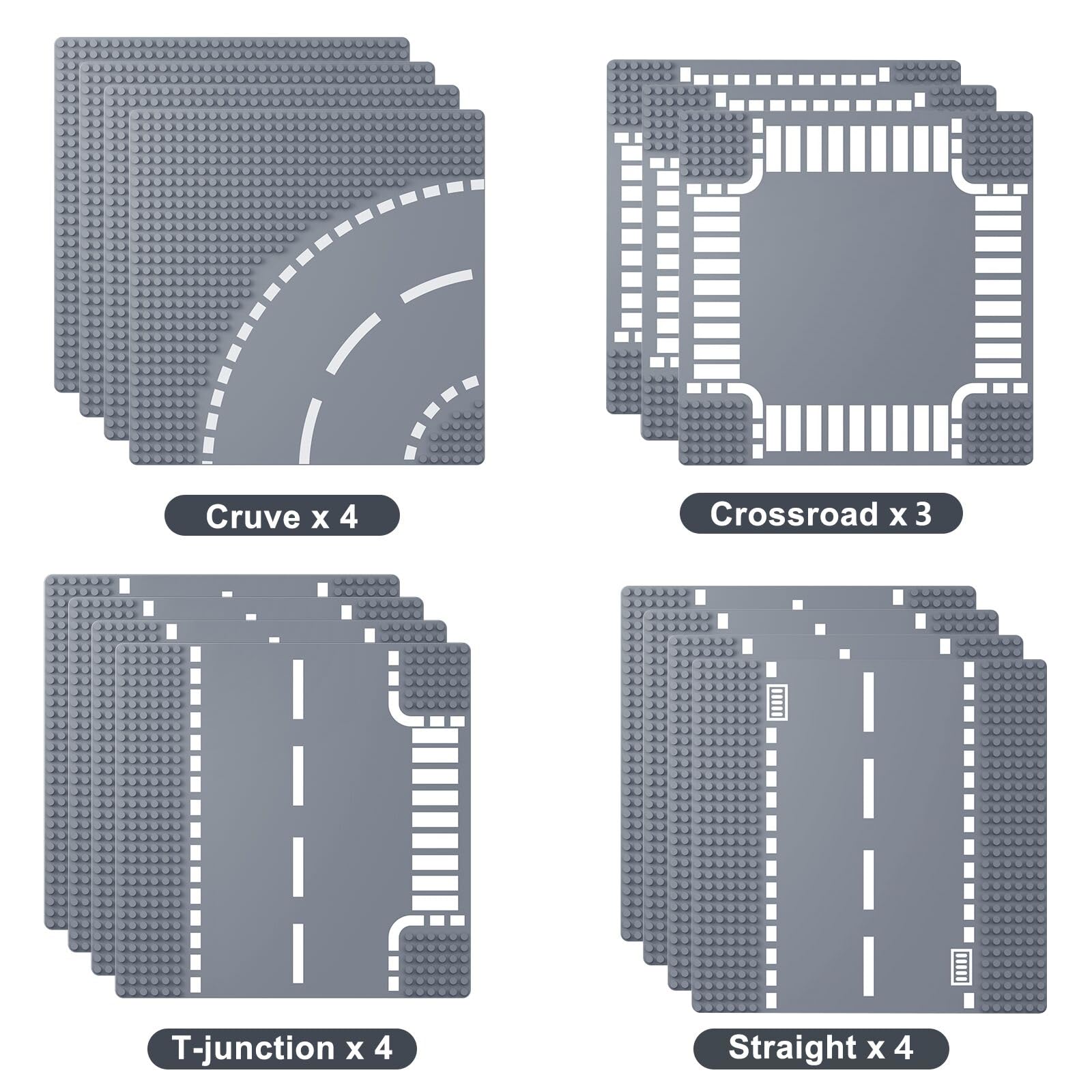 Homikidy Road Base Plates - 15 City & Street Plates, 10"x10" Road Baseplates