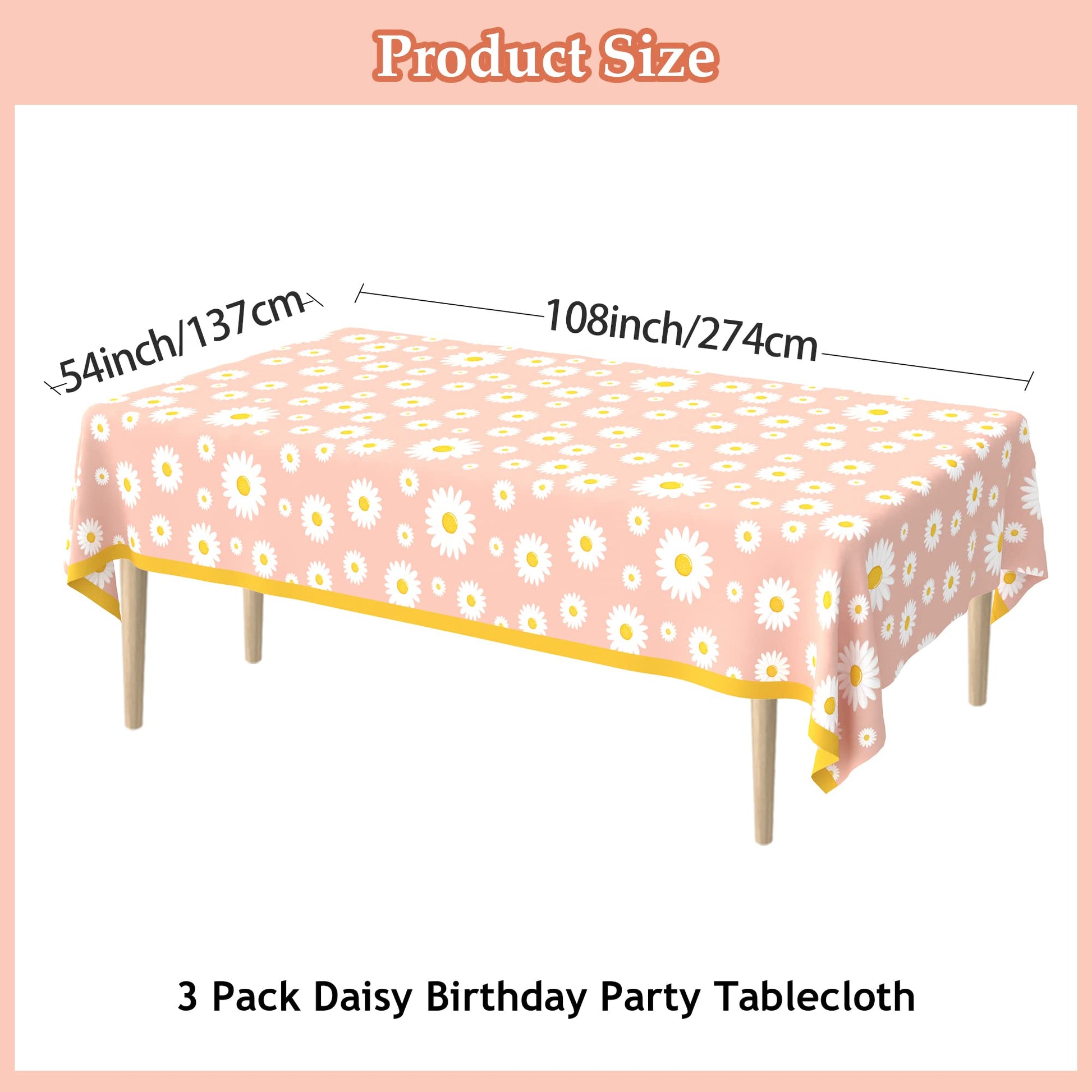 3 Pack Daisy Tablecloth Daisy Flower Birthday Party Decorations for Girls Disposable Plastic Groovy Table Cloth Groovy Retro Hippie Party Table Cover