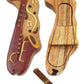 Saxophone with Musical Notes All Natural Exotic Woods Puzzle Box, 7 x 3.5 x 2 with Sliding Wooden Magnetic Key Lock, Sliding Cover and Inner Lid
