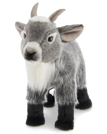 Bearington Garret the Goat Realistic Stuffed Animals - 12" Gray Plush Goat Stuffy with Weighted Body, Soft Fur, Airbrushed Details and Lifelike Design