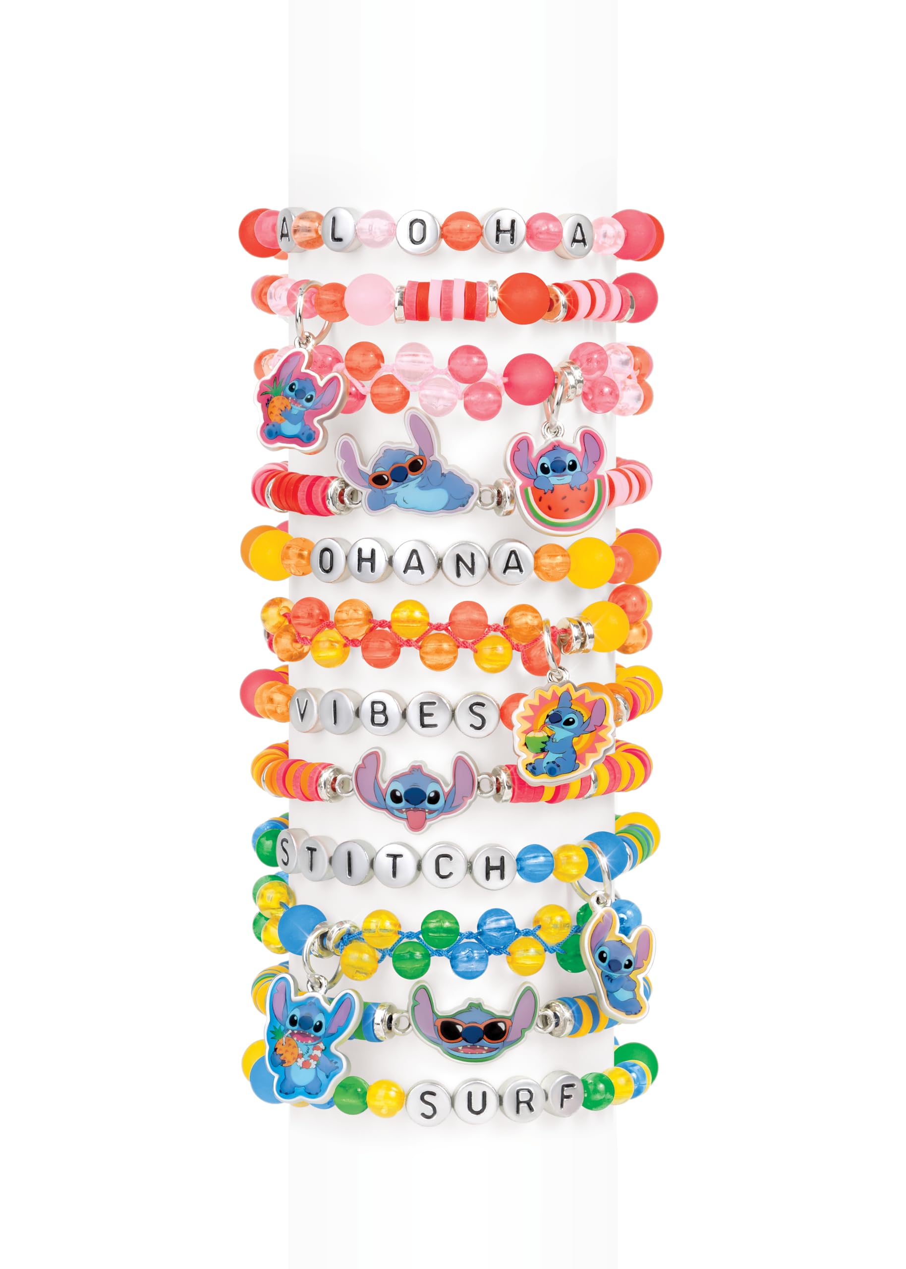 Make It Real: Disney Stitch - Craft Along Storybook & DIY Jewelry Kit - 1865pc Craft Set, Design & Create 12 ABC & Bead Bracelets, Tween-Girls-Kids 6+