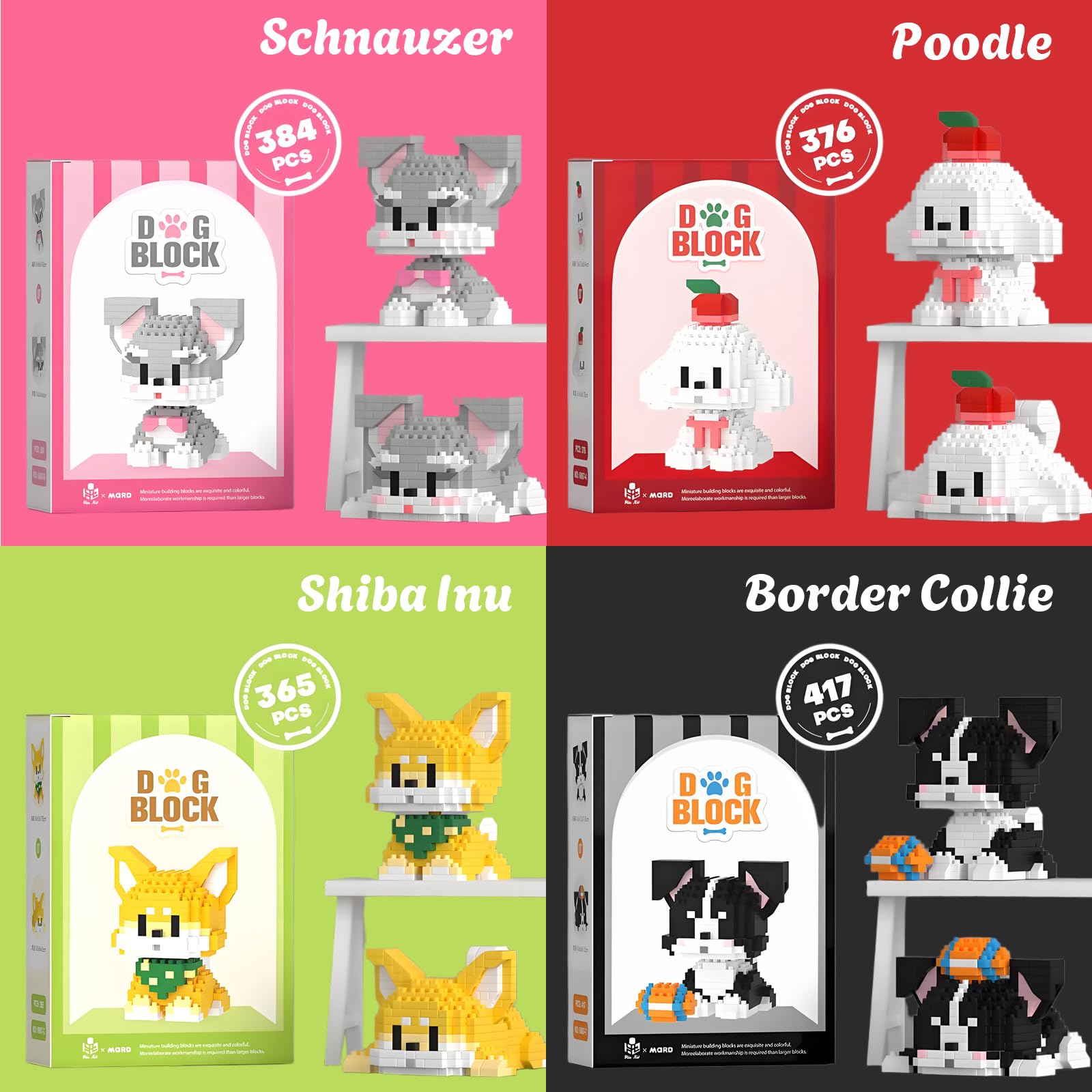 YCJZXMS Dog Micro Mini Blocks Set 6 Pack Animals Buildling Model Kits Mini Bricks Dog Series Toys for Adult or Kids Preferred Party Gifts