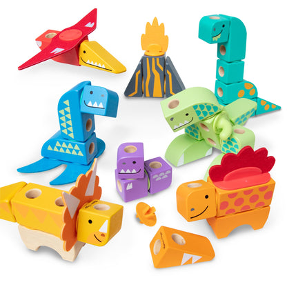 Melissa & Doug Blockables Dinosaur Wooden Building Block Toy Set