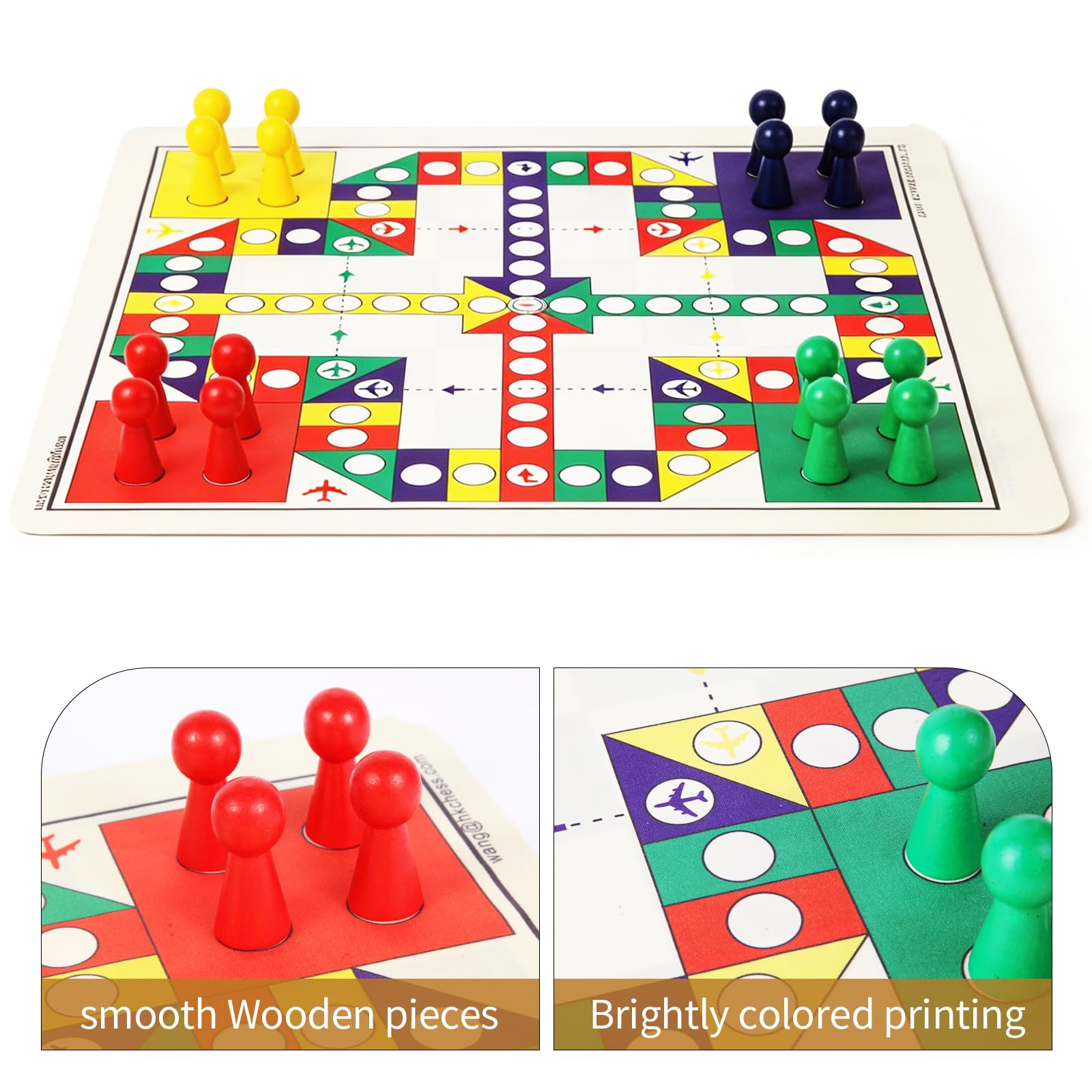 HOLYKING 2 in 1 Chess and Flying Chess Board Game, 15.75 Inch Roll Up Mat