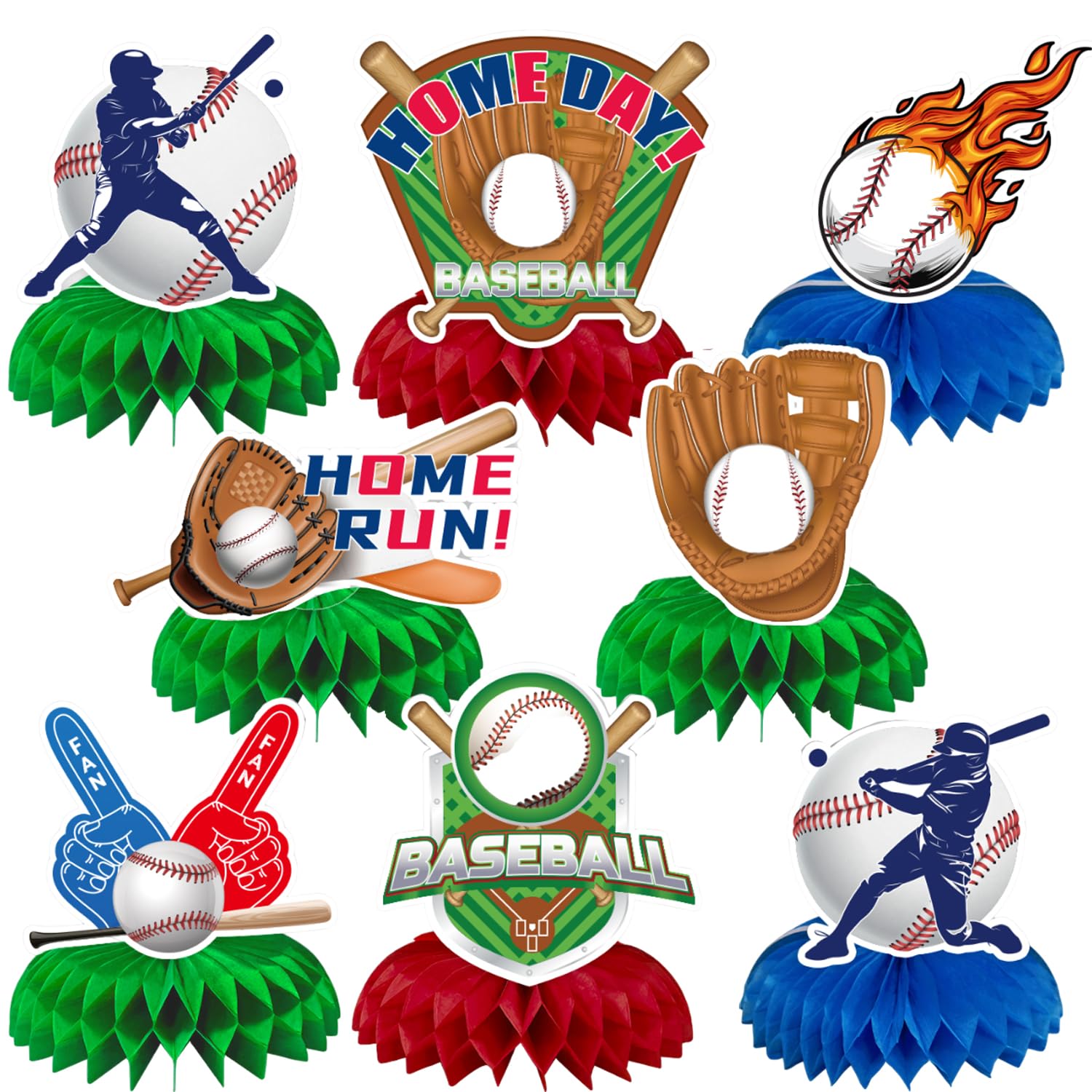 8Pcs Baseball Theme Honeycomb Centerpieces Table Topper Soccer Birthday Party Decorations Baseball Party Favor for Boy