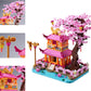 Japanese Cherry Blossom Tree Building Set for Adults, House Architecture Model Kit with Pink Sakura Flowers, Creative Bonsai Decor for Home Office