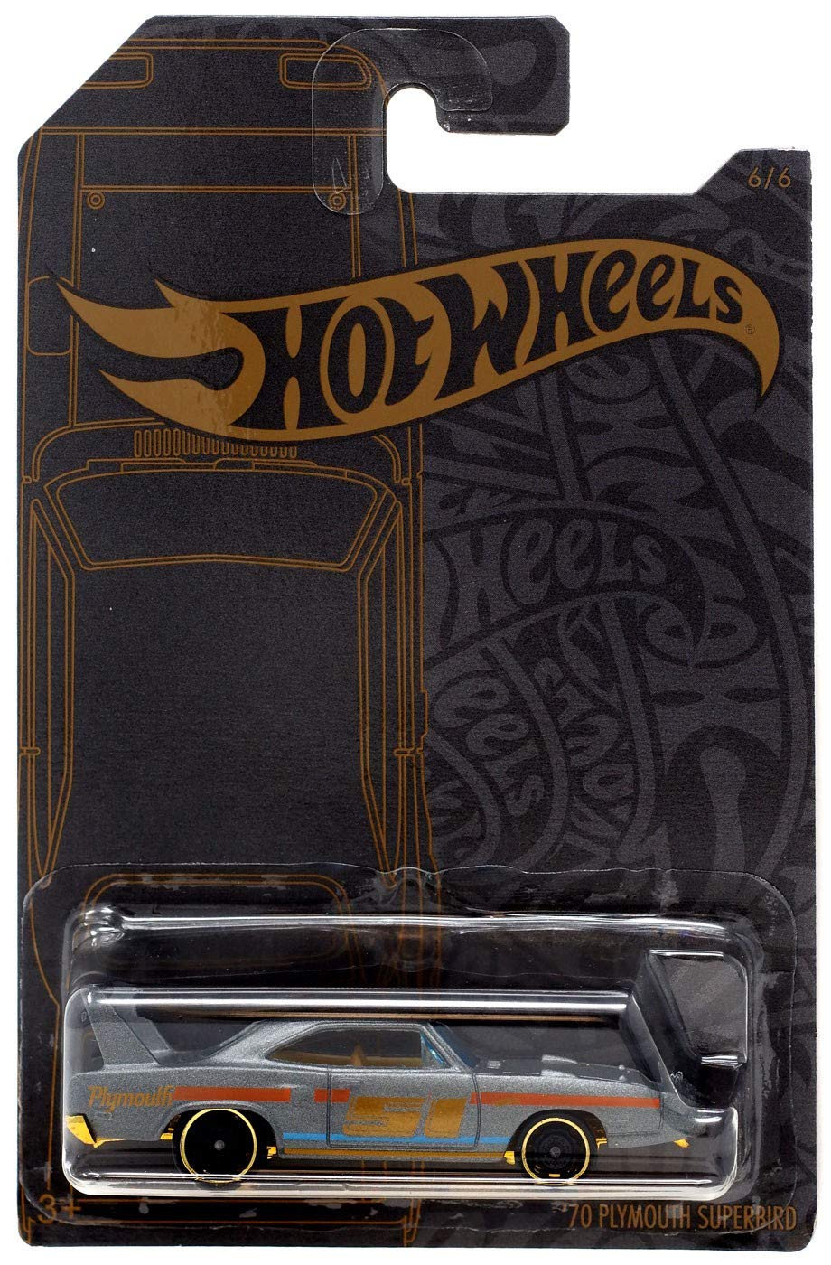 Hot Wheels Compatible '70 Plymouth Superbird 6 of 6 51st Anniversary Satin & Chrome Series 1:64 Scale Collectible Die Cast Model Car