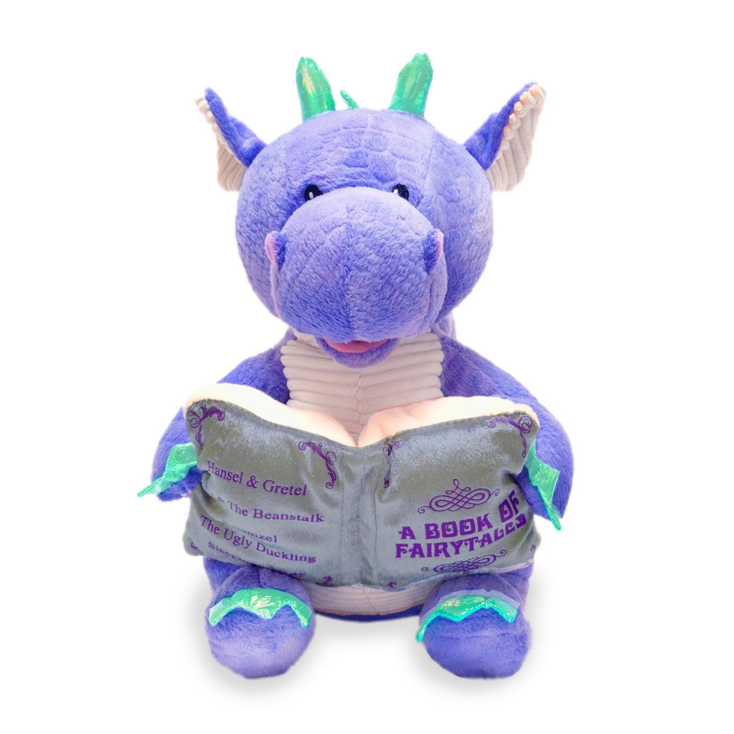 Cuddle Barn | Dalton The Storytelling Dragon with Light Up Book - Animated Stuffed Animal Plush Toy | Mouth Moves, Head Sways | Recites 5 Fairy-Tales
