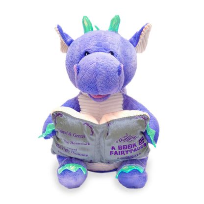 Cuddle Barn | Dalton The Storytelling Dragon with Light Up Book - Animated Stuffed Animal Plush Toy | Mouth Moves, Head Sways | Recites 5 Fairy-Tales