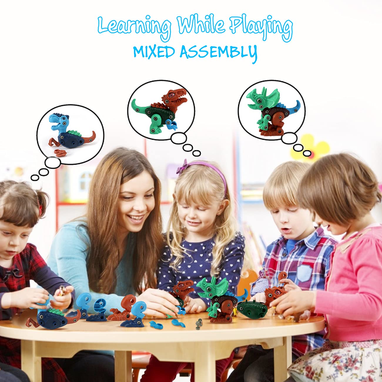 Dinosaur STEM Toys for Kids 3-5, Take Apart Dinosaur Toys with Electric Drill, Educational Building Toy & Construction Set, DIY Christmas Birthday