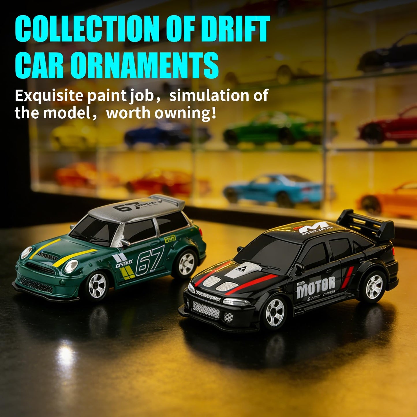 AEXCVG 1:64 Mini RC Drift Car, 4WD Remote Control Car with LED Lights