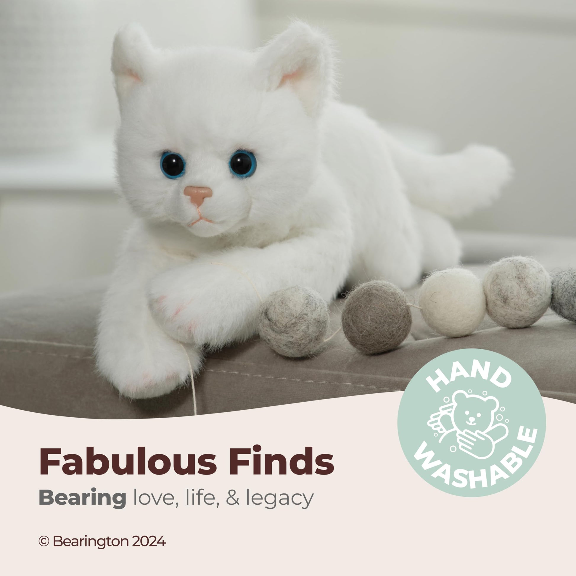 Bearington Lil' Muffin White Cat Stuffed Animal - 8" Adorable White Cat Plush Toy with Soft Fur and Lifelike Details - Cute and Cuddly Stuffed Kitten