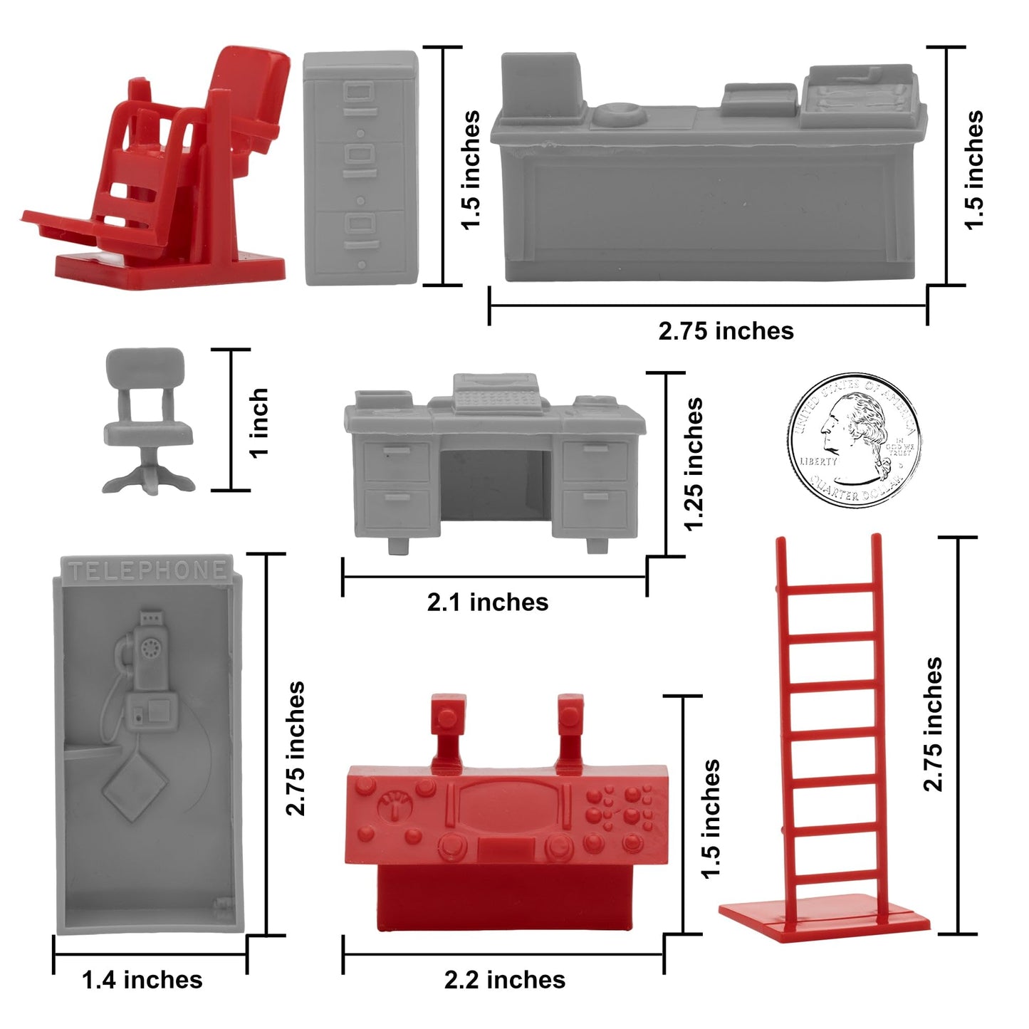 BMC Classic Marx Mid-Century Modern Furniture - 32pc Plastic Playset Accessories