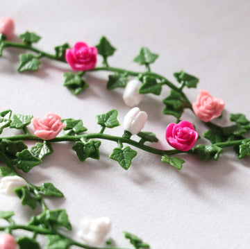 Dollhouse Vines - Miniature Rose Flower Vine for Fairy Garden Decoration (4PCS)