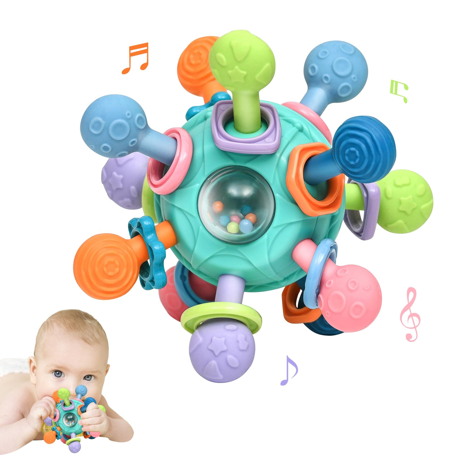Baby Montessori Teething Toys for 0-6 6-12 Months BPA Free Sensory Toys for Babies 0 3 6 9 12 18 Months Newborn Infant Learning Developmental Chew