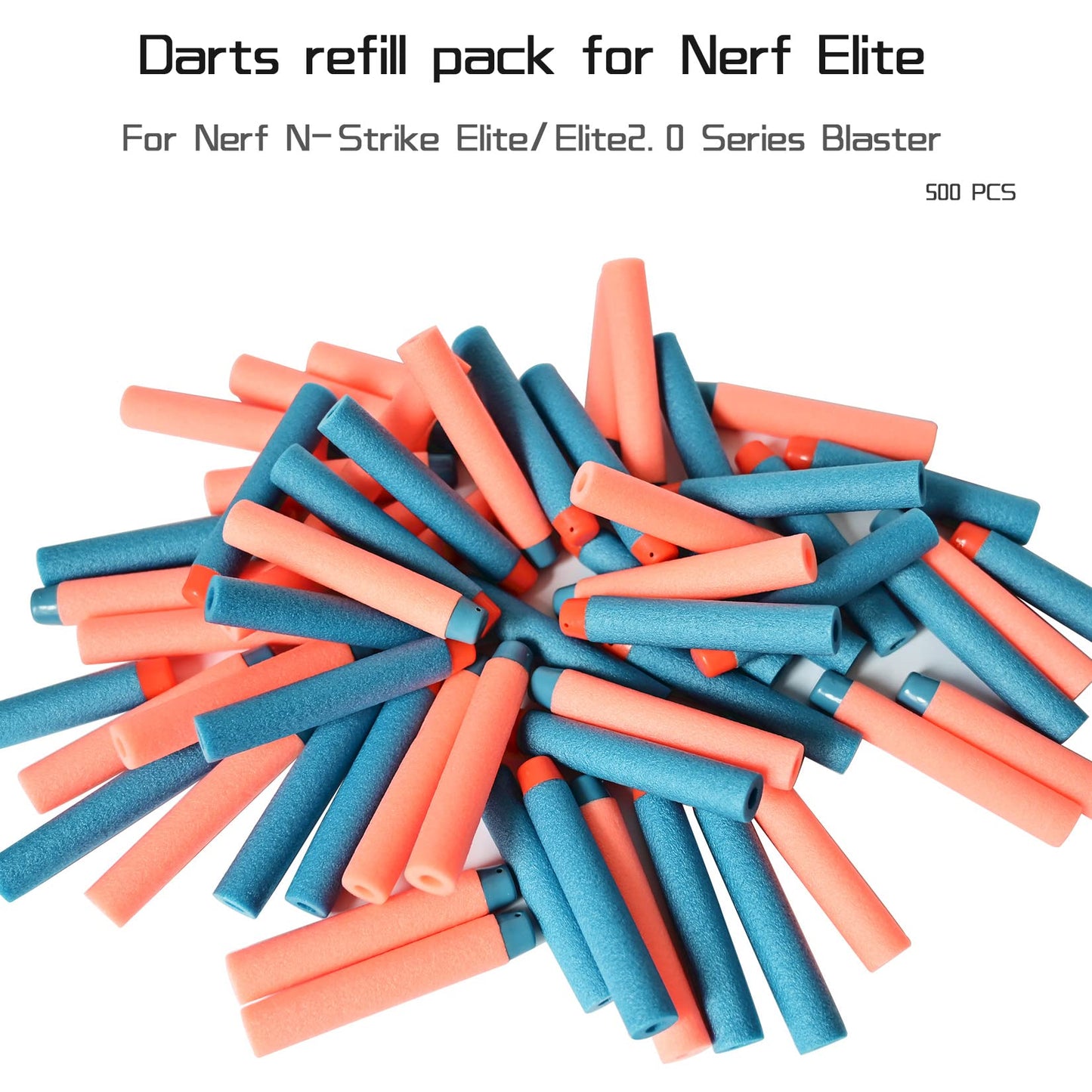 lififun 500-Dart Refill Pack Foam Darts Compatible with Nerf N-Strike Elite & Elite 2.0 for All Blasters that Use Elite Darts Blue & Orange