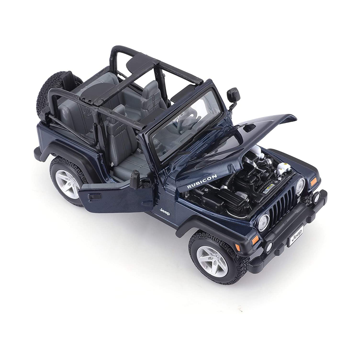 Maisto Plastic Jeep Wrangler Rubicon Diecast Vehicle (1:27 Scale), Metallic Blue