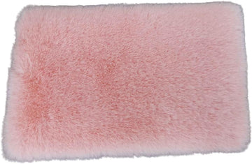 Miniature Square White Rug, Soft Carpet Decor for 1/12 Scale Dollhouses, Lightweight and Decorative Accessory for Doll House Interiors (Pink)