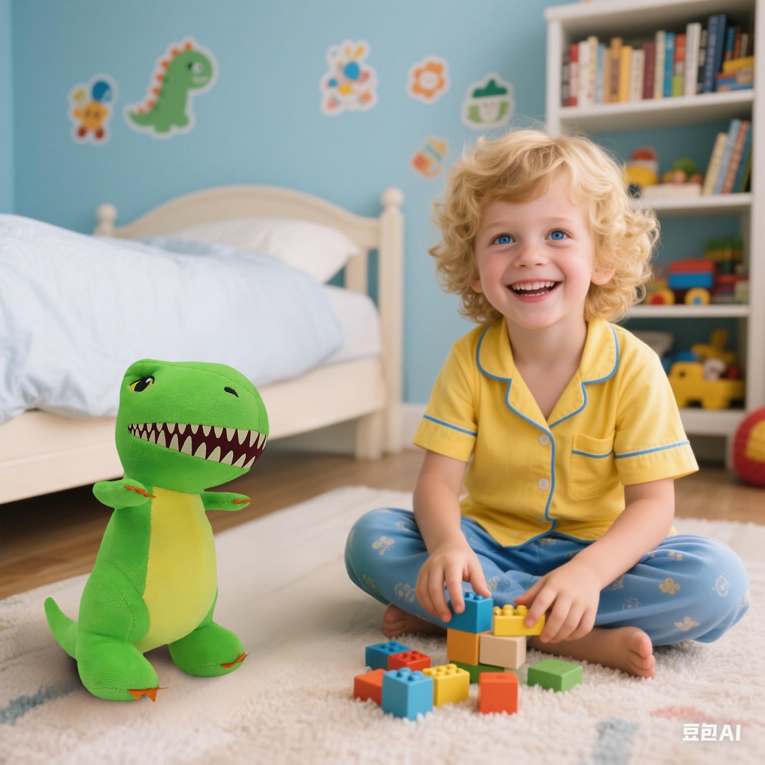 BEEPEACH 10inch Green T-Rex Dino Plush Toy Adorable Dinosaur Stuffed Animals Soft & Cuddly Tyrannosaurus Plushie Doll for Bedtime Companion