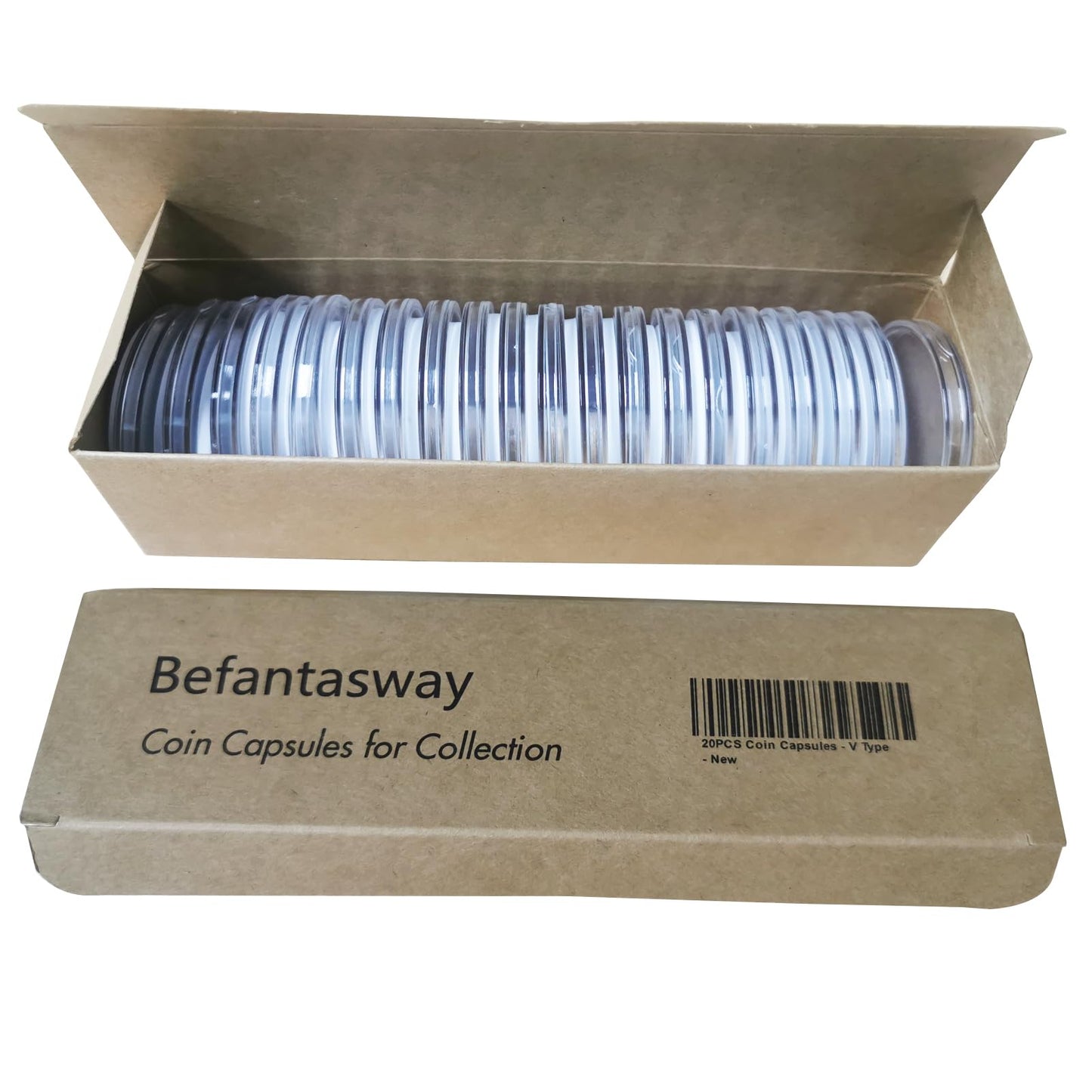 20pcs Clear Plastic Coin Capsules, Coin Collection Case of 5 Size with Adjustable Gasket for Coin Collection American Silver Eagle Liberty Coin &JFK