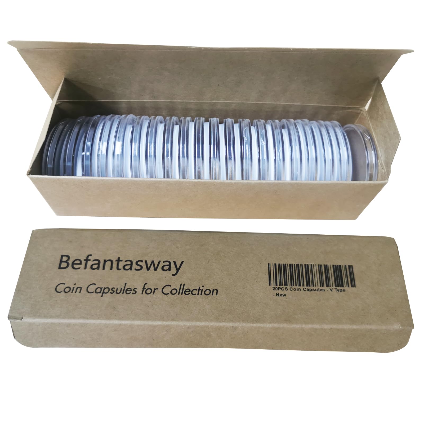 20pcs Clear Plastic Coin Capsules, Coin Collection Case of 5 Size with Adjustable Gasket for Coin Collection American Silver Eagle Liberty Coin &JFK