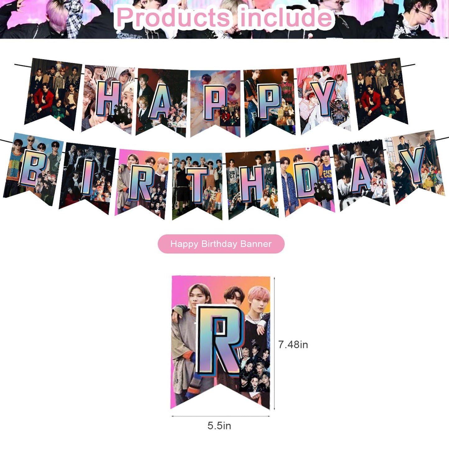 E-NHYPEN Themed Birthday Party Supplies - Team Balloons, Cupcake & Cake Toppers, Singer Fans Latex Balloons
